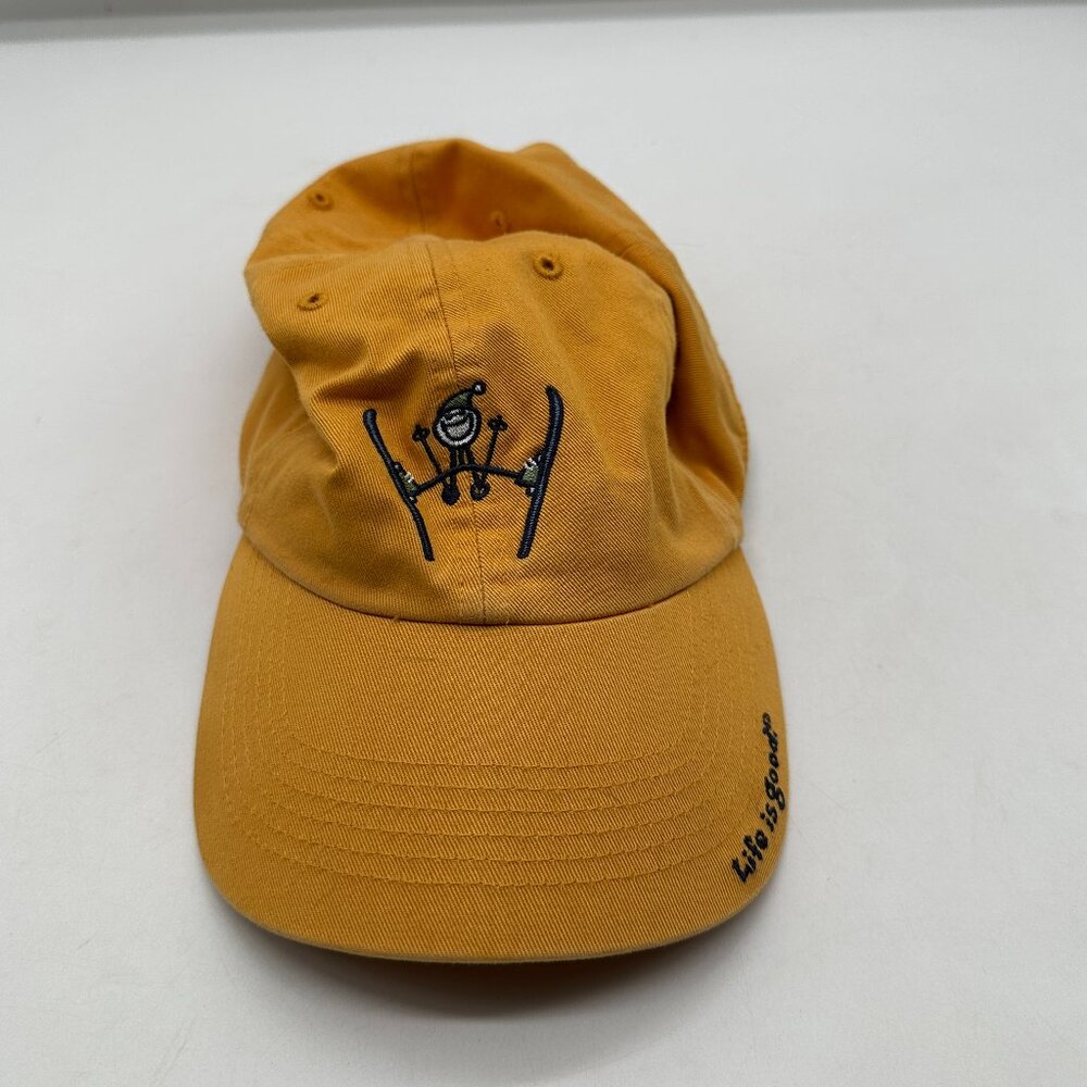 EUC Life Is Good Yellow Hat Ball Cap 100% Cotton Adjustable Back Womens